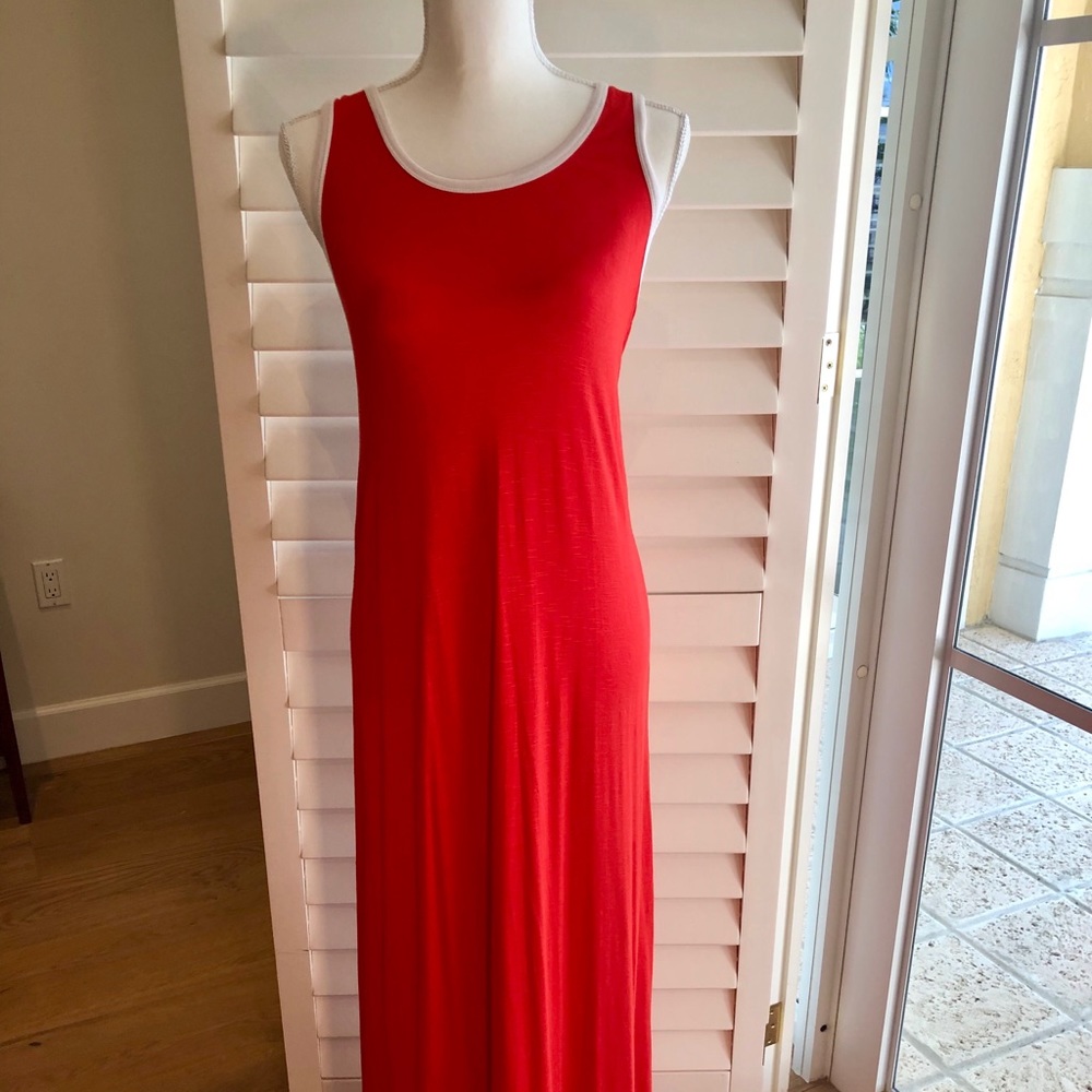 Leal Daccarett red maxi dress with ruffled back